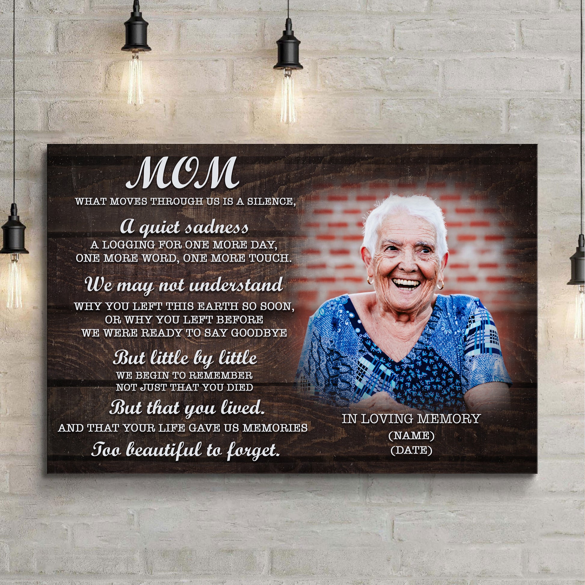 Mom, You're Too Beautiful To Forget Happy Mother's Day Sign Style 2 - Image by Tailored Canvases