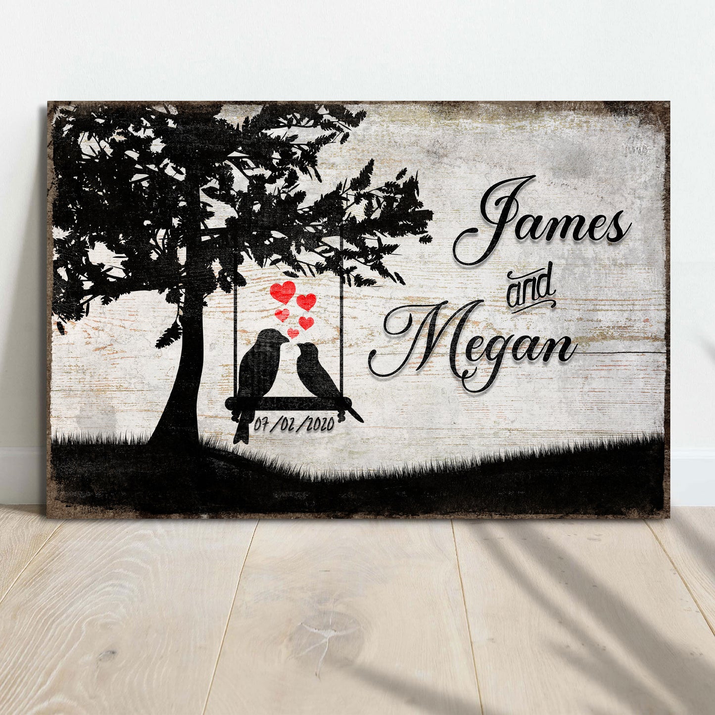 Love Birds On Swing Couple Sign II Style 1 - Image by Tailored Canvases