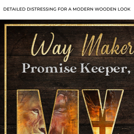 My God Way Maker Miracle Worker Sign Zoom - Image by Tailored Canvases