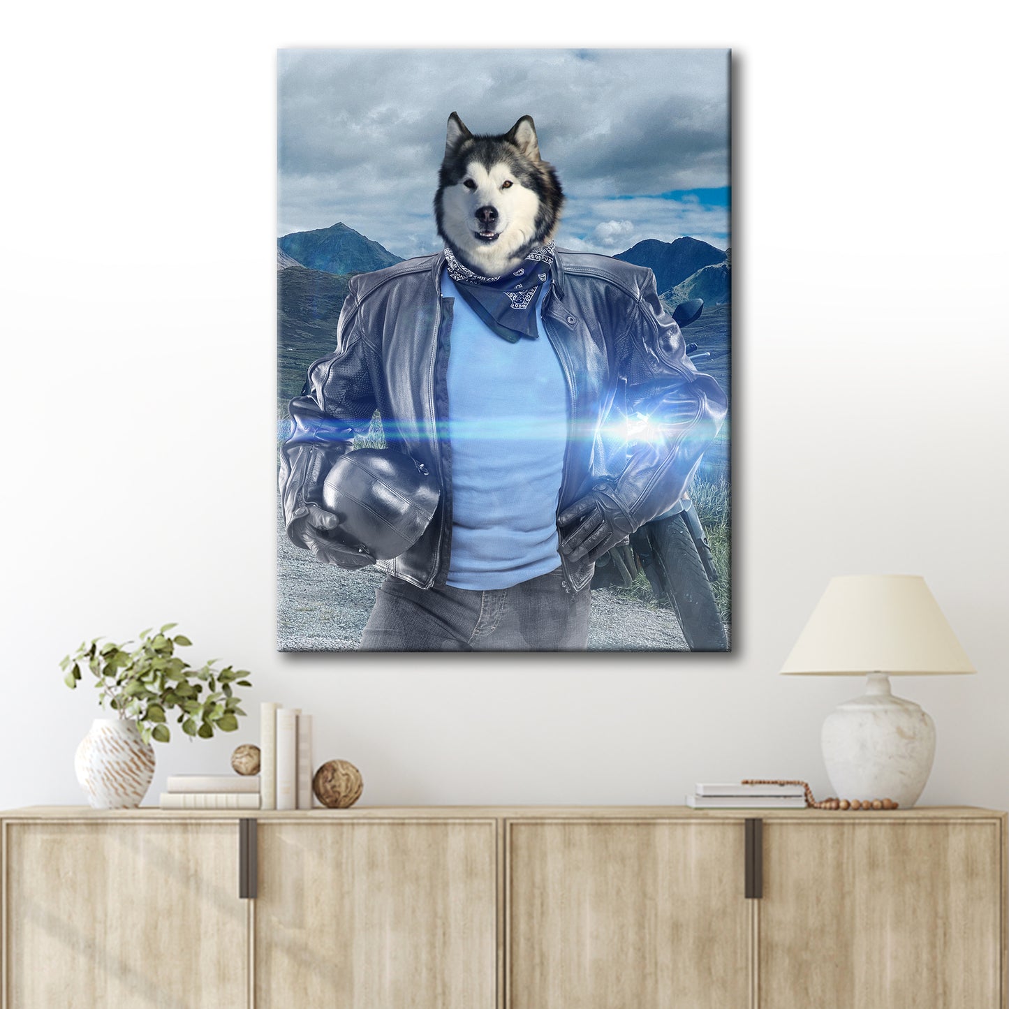 Pet Dog Biker Portrait Sig Style 1 - Image by Tailored Canvases