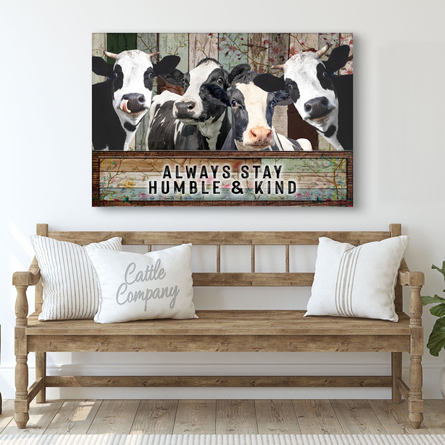 Always Stay Humble And Kind Cow Sign Style 1 - Image by Tailored Canvases
