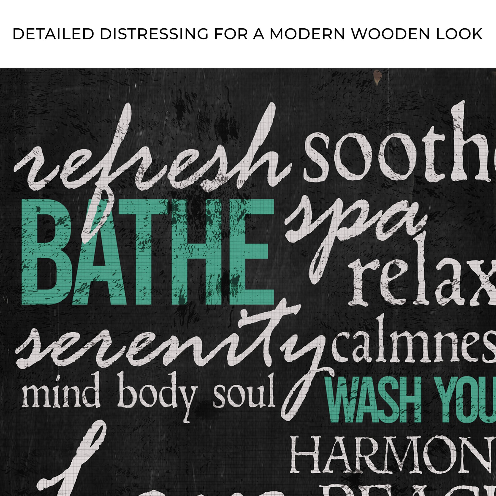 Refresh Soothe Bathe Bathroom Sign Zoom - Image by Tailored Canvases