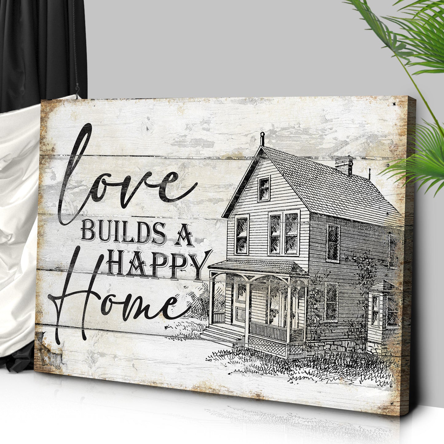 Love Builds A Happy Home Sign III Style 2 - Image by Tailored Canvases