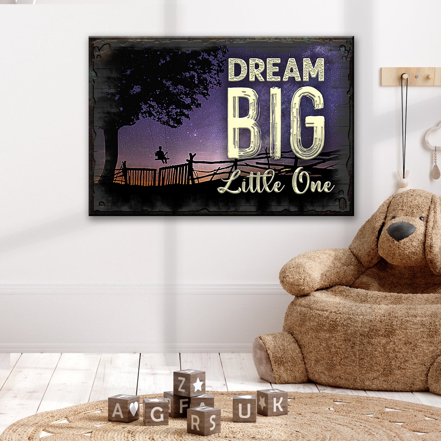 Dream Big Little One Kids Room Sign Style 1 - Image by Tailored Canvases