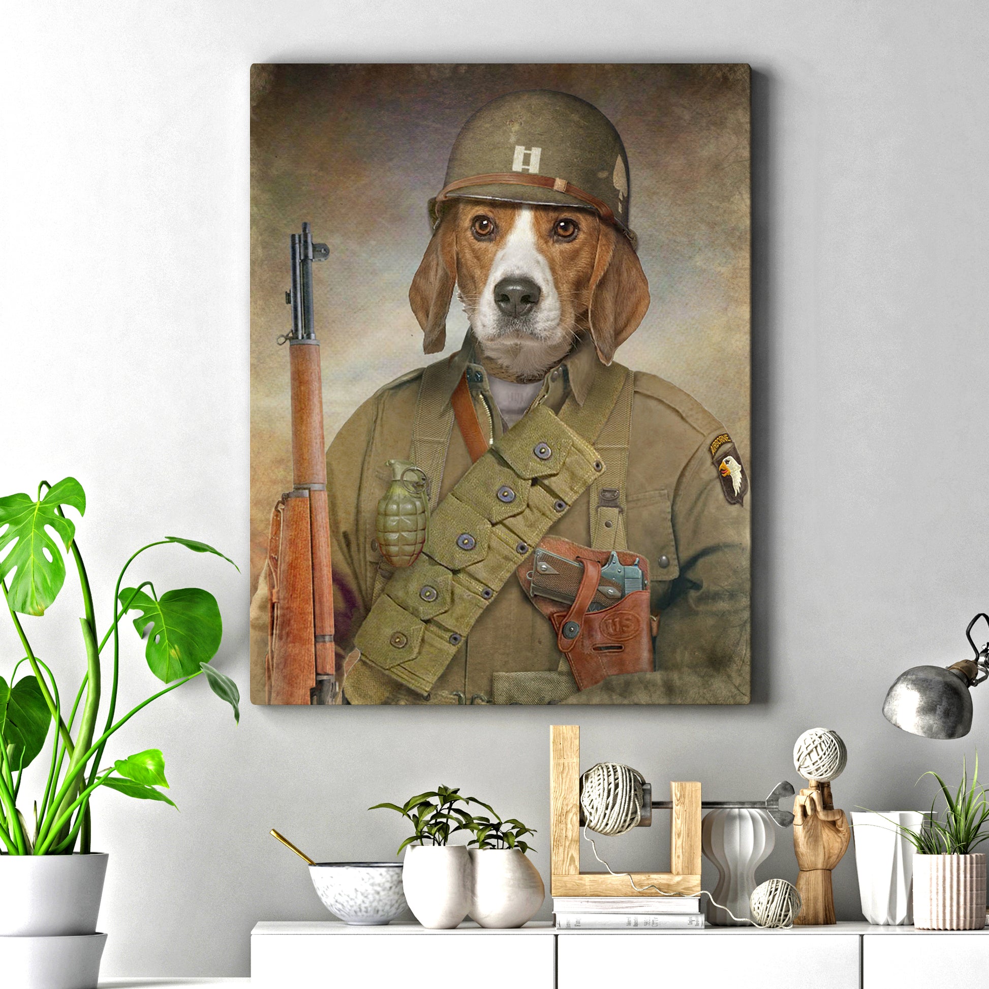 Pet Beagle Military Dog Sign Style 2 - Image by Tailored Canvases