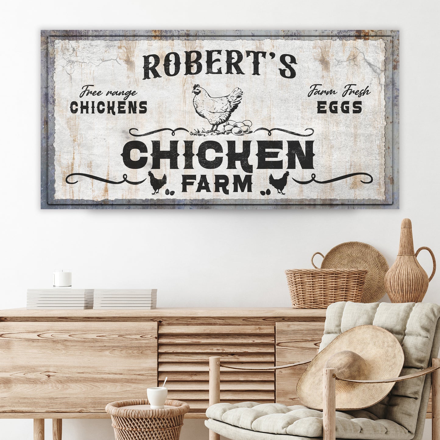 Free Range Chicken Farm Sign Style 2 - Image by Tailored Canvases