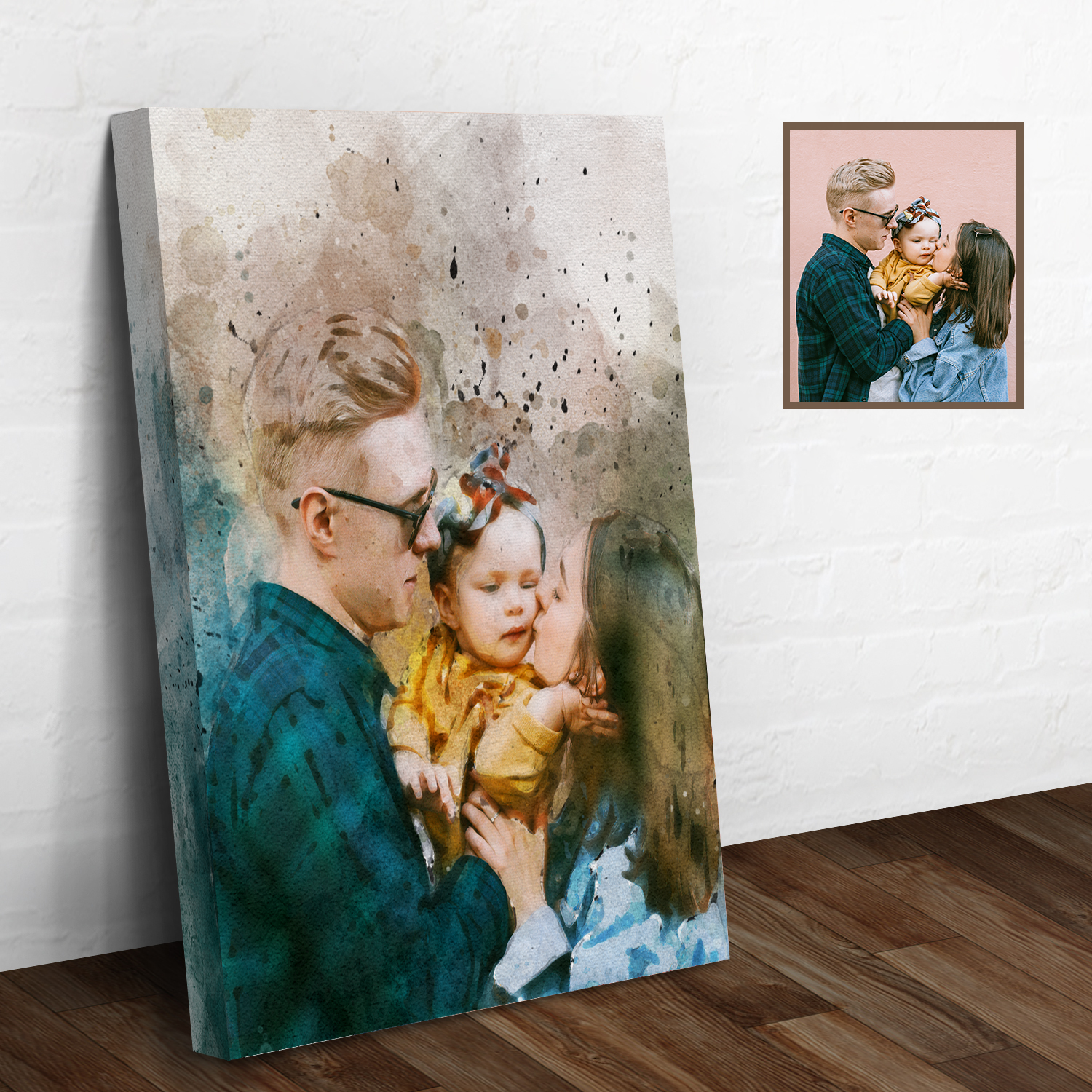 Family Watercolor Portrait (Ready to Hang) - Wall Art Image by Tailored CanvasesFamily Watercolor Portrait Sign Style 3 - Image by Tailored Canvases