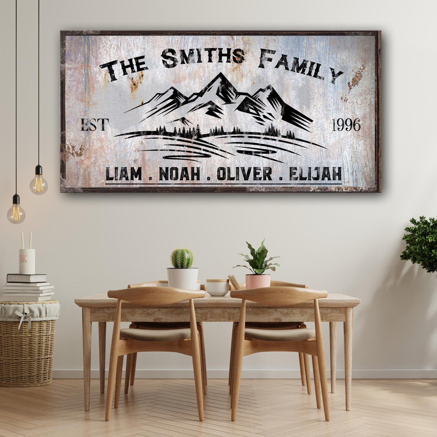 Family Mountain Name Sign Style 2 - Image by Tailored Canvases
