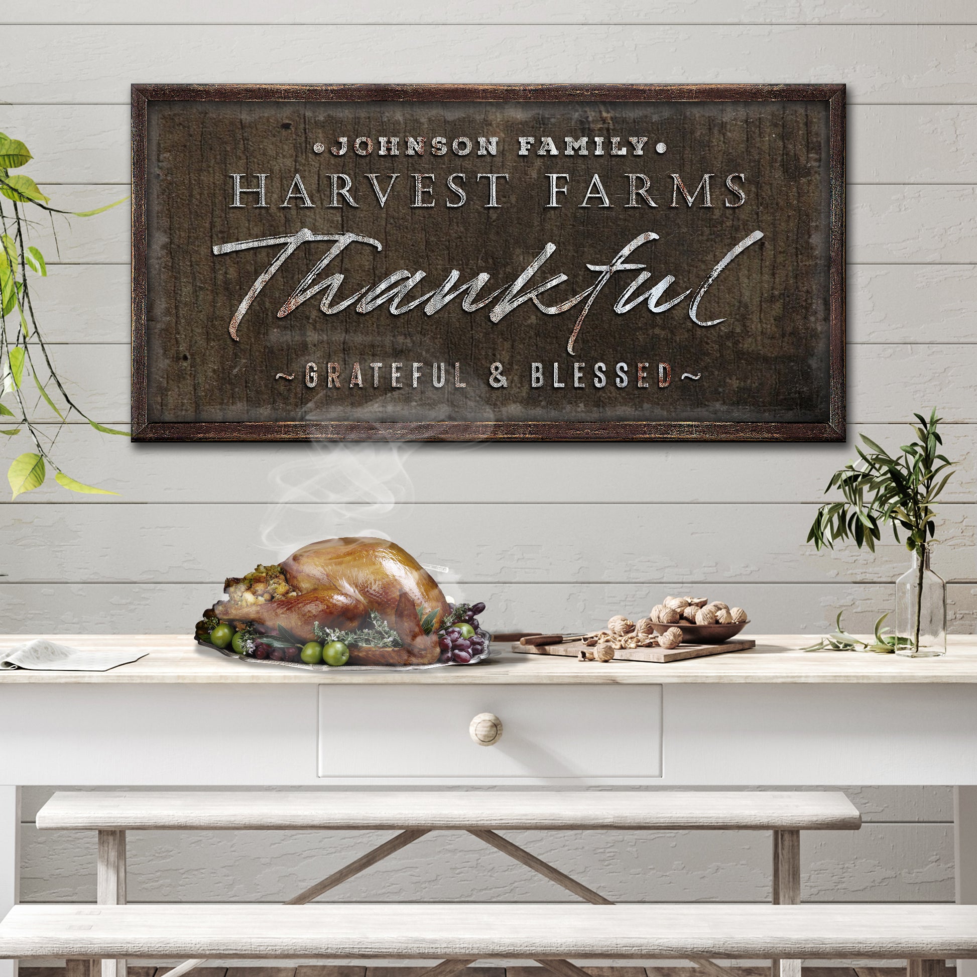 Family Name Thanksgiving Sign II | Customizable Canvas Style 2 - Image by Tailored Canvases