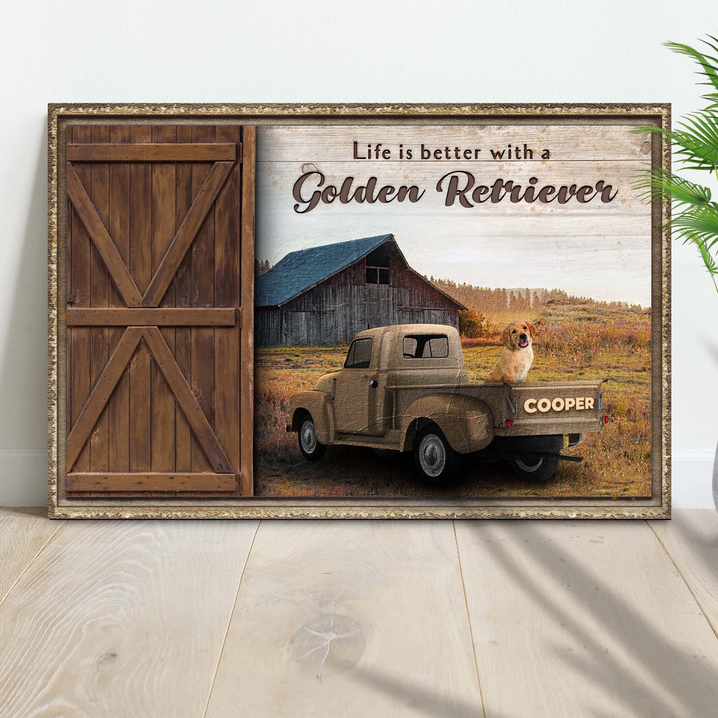 Life Is Better With A Golden Retriever Sign II | Customizable Canvas Style 2 - Image by Tailored Canvases