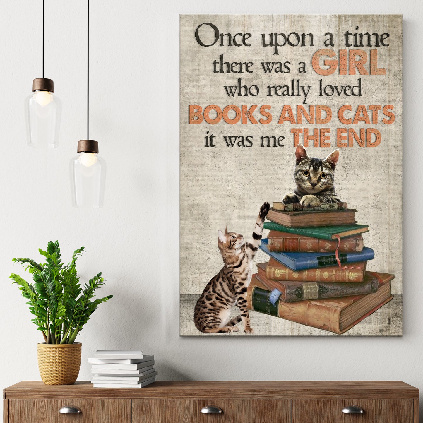 Once Upon A Time There Was A Girl Who Really Loved Books And Cats Style 1 - Image by Tailored Canvases