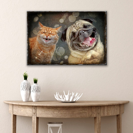 Happy Cat Happy Dog Pet Canvas Wall Art - Image by Tailored Canvases