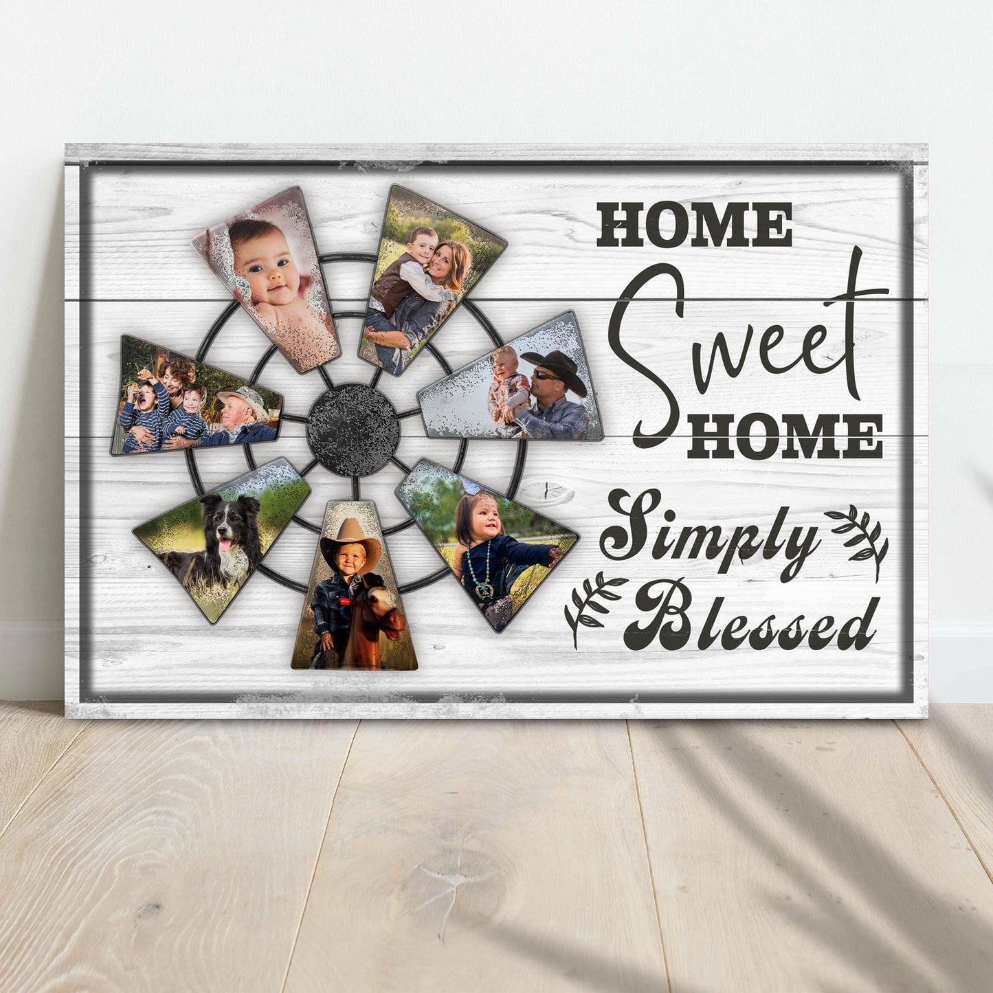 Simply Blessed Home Sweet Home Family Sign | Customizable Canvas Style 2 - Image by Tailored Canvases