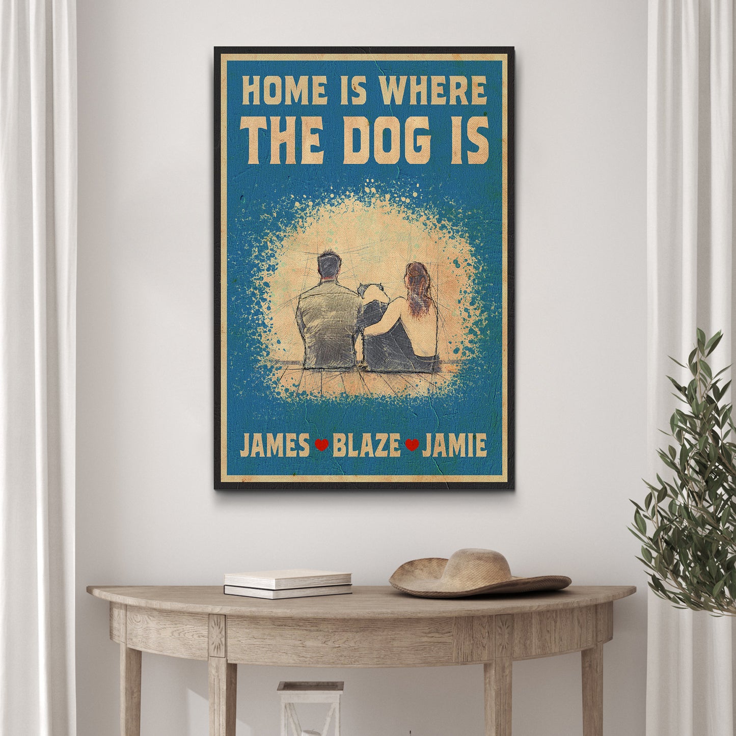 Home Is Where The Dog Is Sign | Customizable Canvas