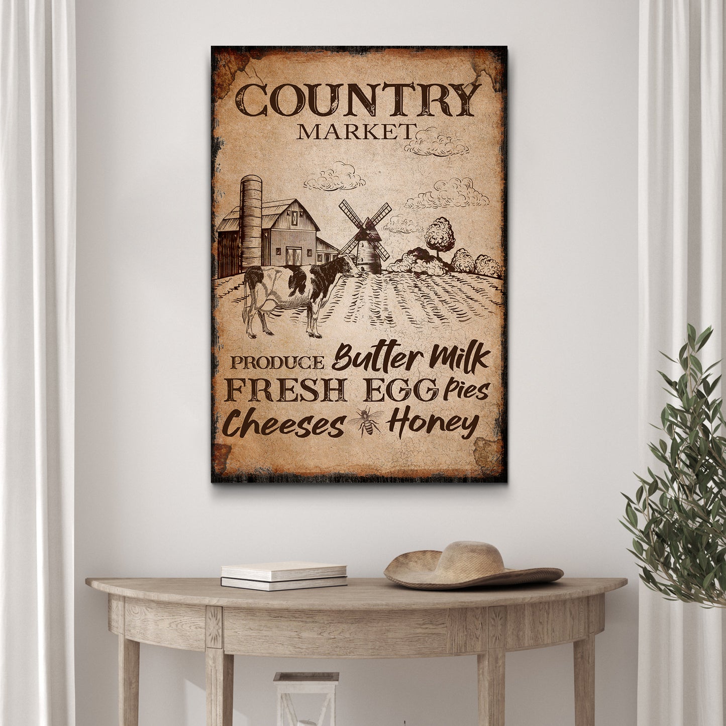 Produce Butter Milk , Fresh Egg Pie Country Market Sign - Image by Tailored Canvases