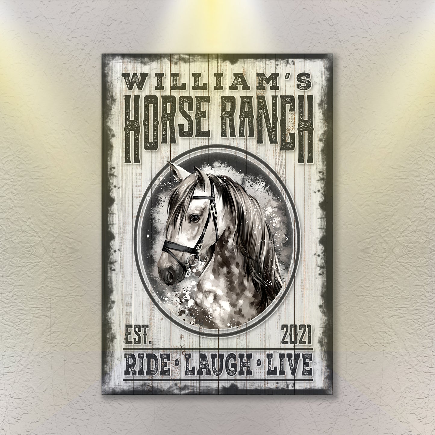 Family Horse Ranch Sign | Customizable Canvas Style 1 - Image by Tailored Canvases