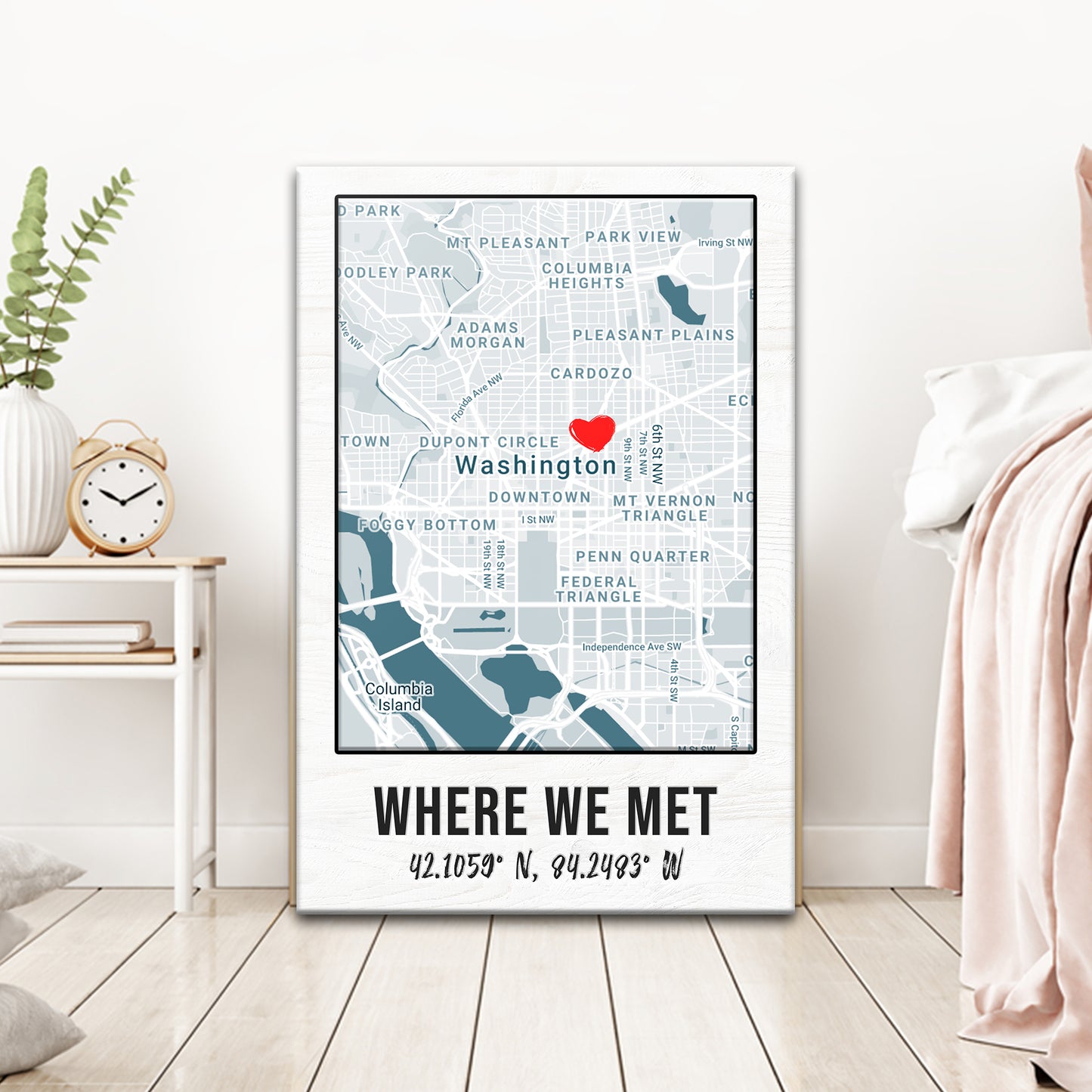 Where We Met Map Sign | Customizable Canvas Style 2 - Image by Tailored Canvases