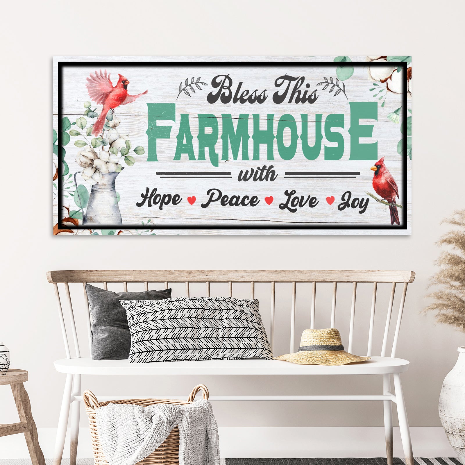 Bless this Farmhouse with Hope, Peace, Love, Joy (Ready to hang) - Wall Art Image by Tailored Canvases