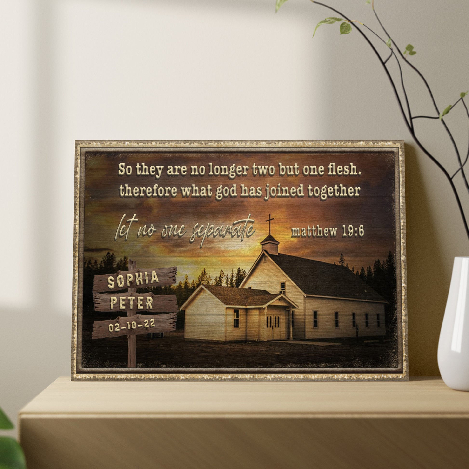 Matthew 19:6 - What God Has Joined Together Let No One Separate Sign Style 2 - Image by Tailored Canvases