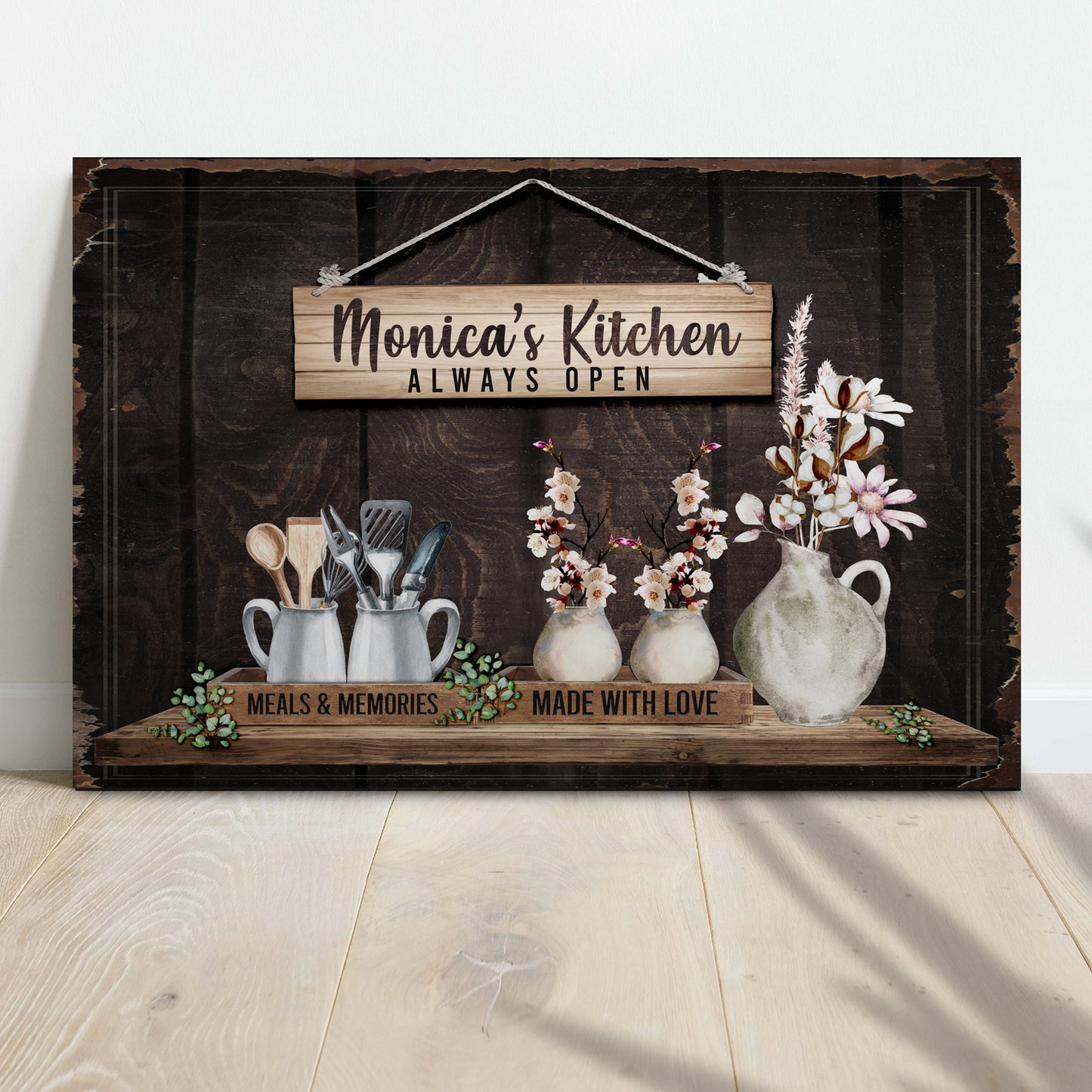 Made With Love Always Open Kitchen Sign Style 2 - Image by Tailored Canvases
