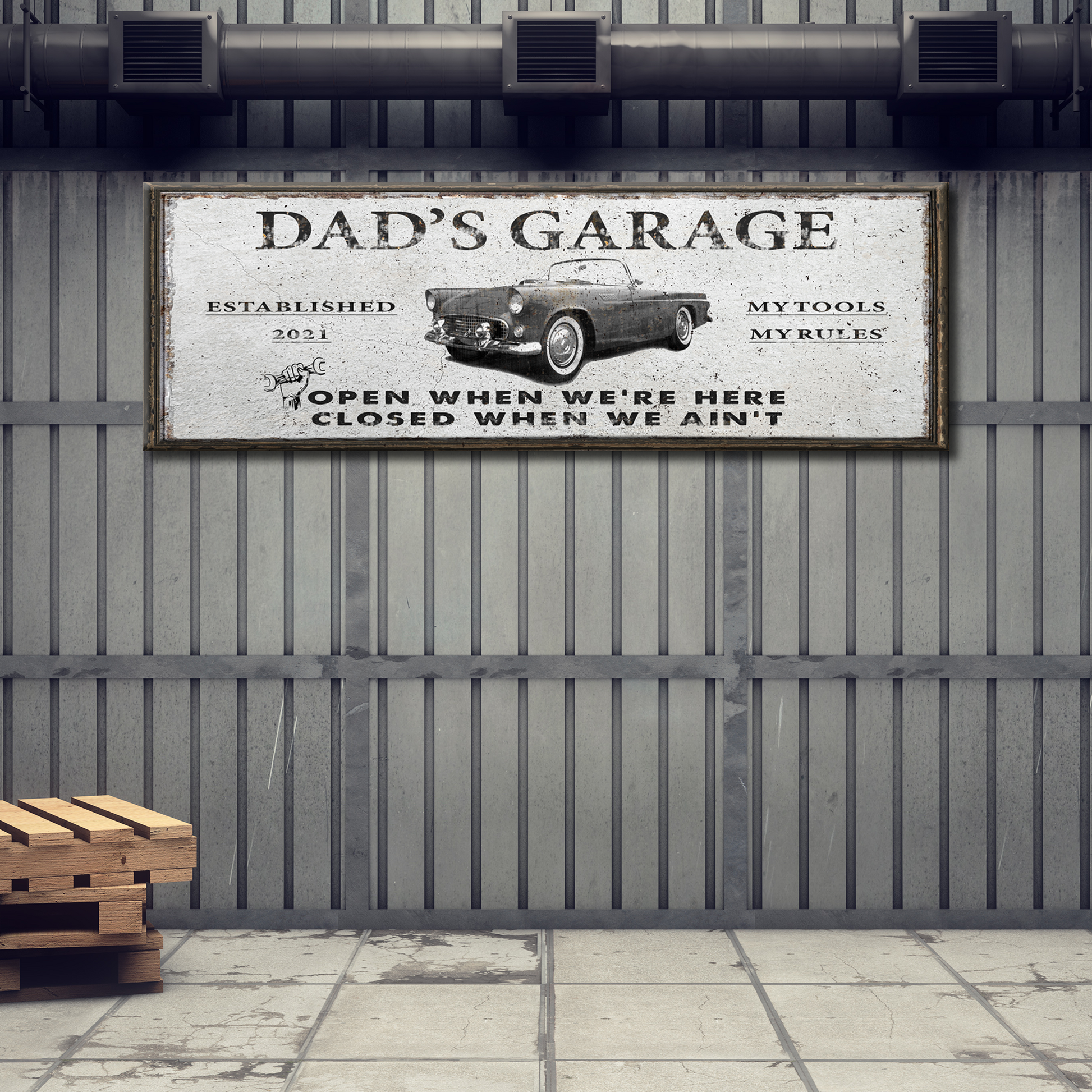 Corvette Garage Sign | Customizable Canvas Style 2 - Image by Tailored Canvases