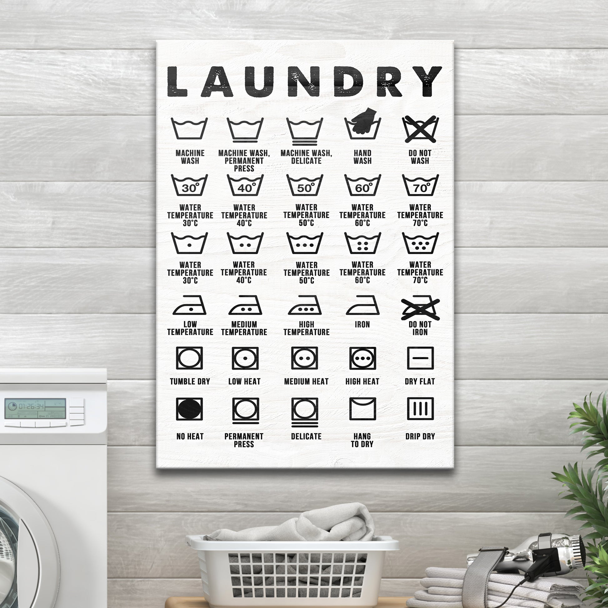 Laundry Symbols Sign Style 1 - Image by Tailored Canvases