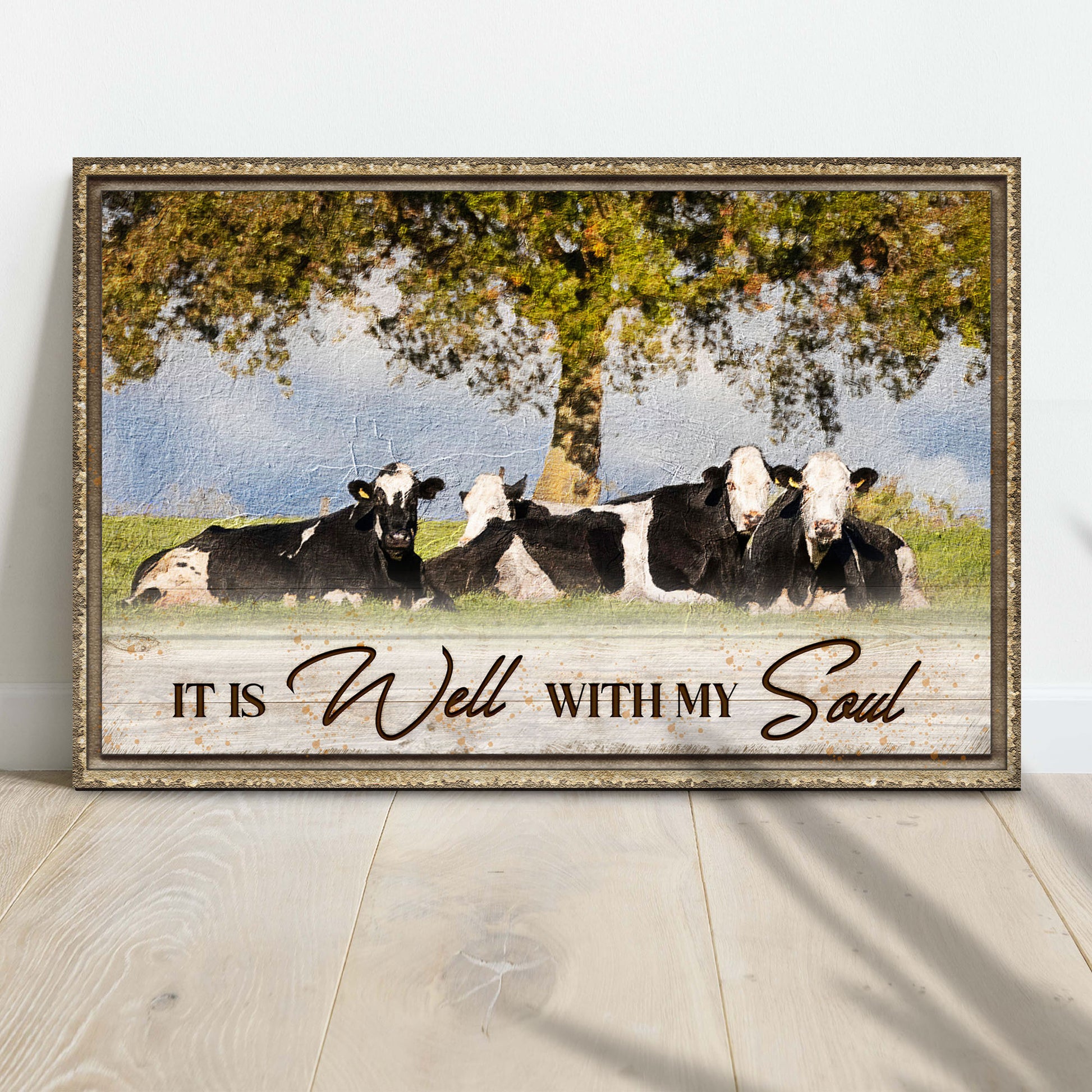 It Is Well With My Soul Cow Sign Style 2 - Image by Tailored Canvases