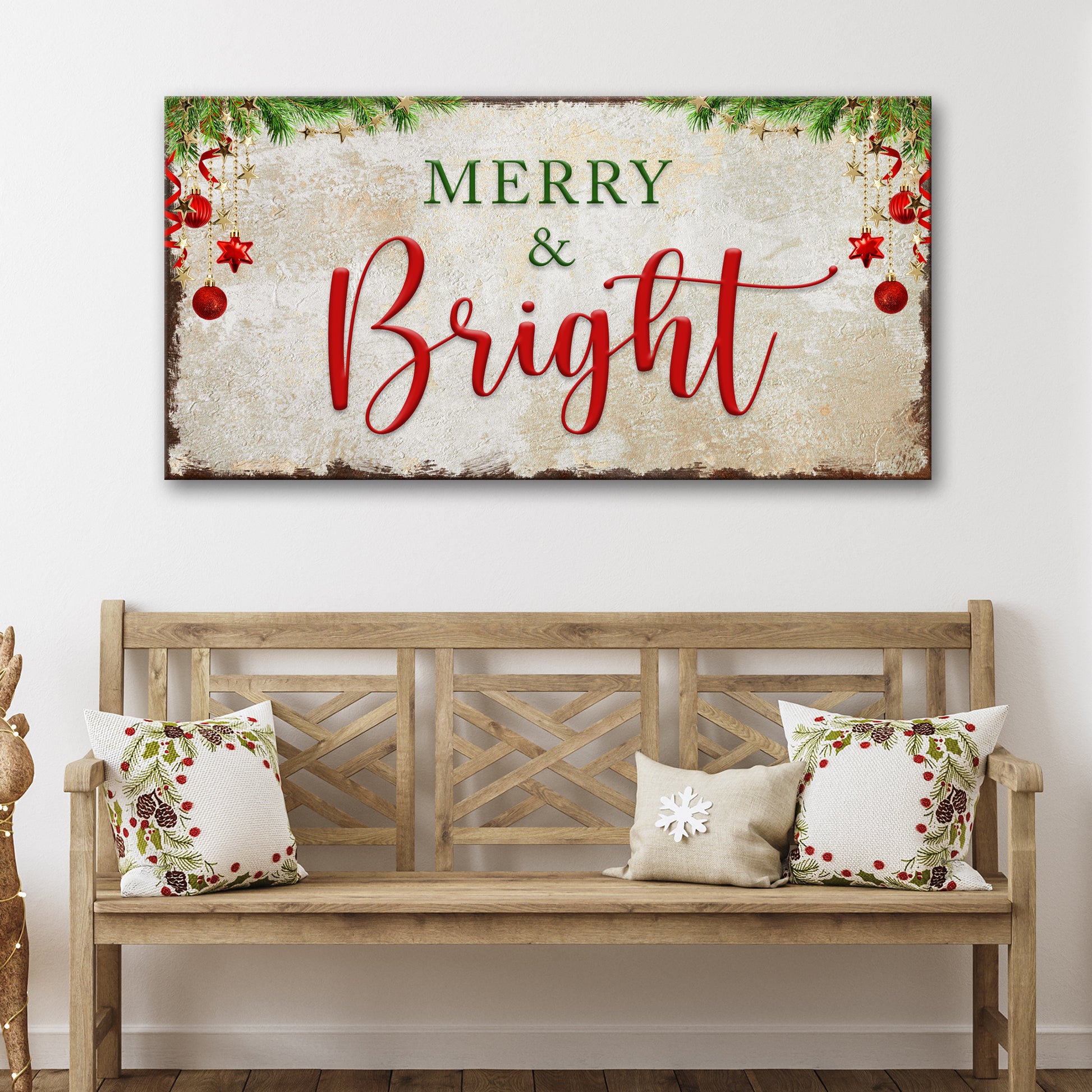 Merry and Bright (Ready to hang) - Free shipping Style 2 - Image by Tailored Canvases