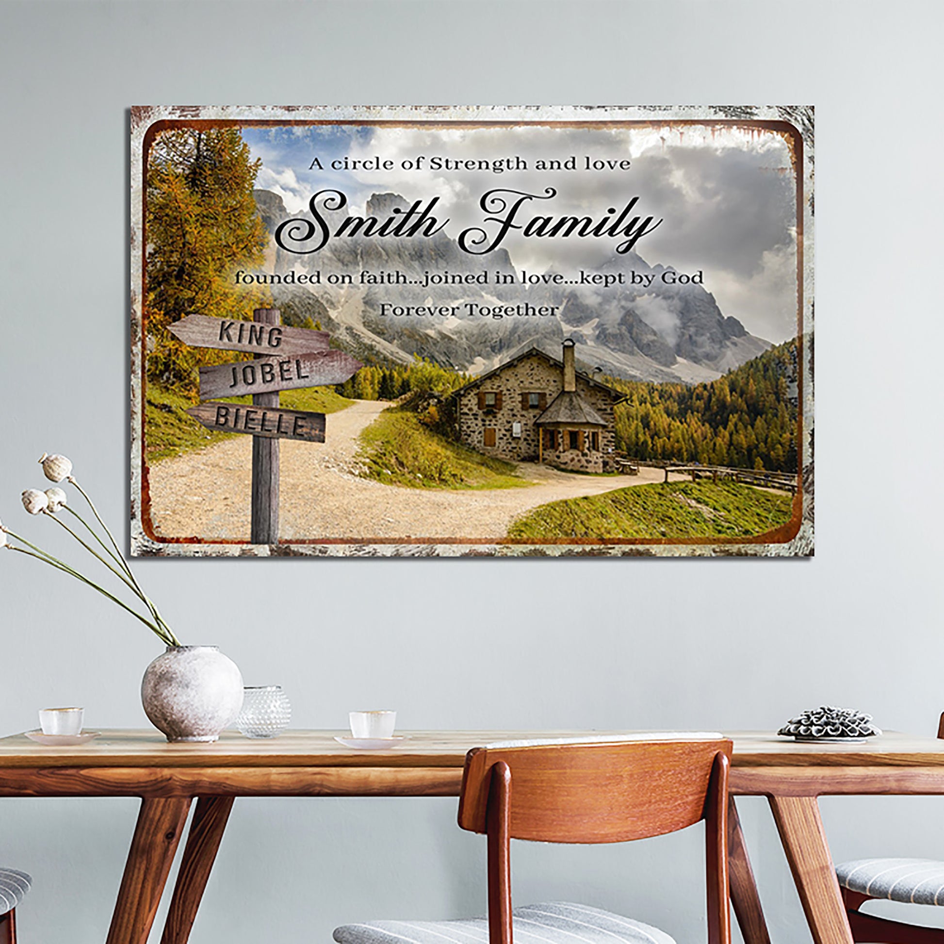 Family Mountain Home Sign II Style 2 - Image by Tailored Canvases
