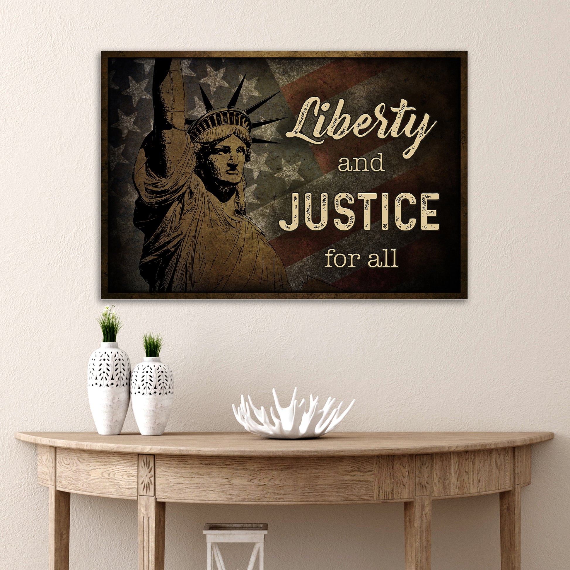 Liberty And Justice For All Sign Style 3 - Image by Tailored Canvases