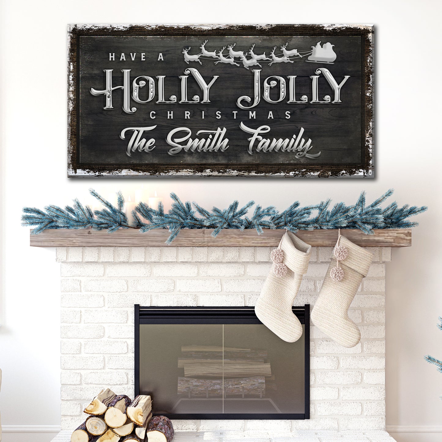 Holly Jolly Christmas Sign Style 2 - Image by Tailored Canvases