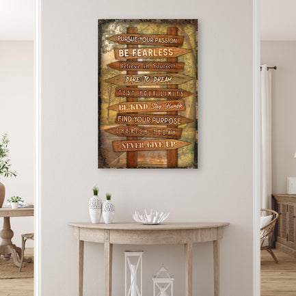 Pursue Your Passion Never Give Up Motivation Sign II  - Image by Tailored Canvases