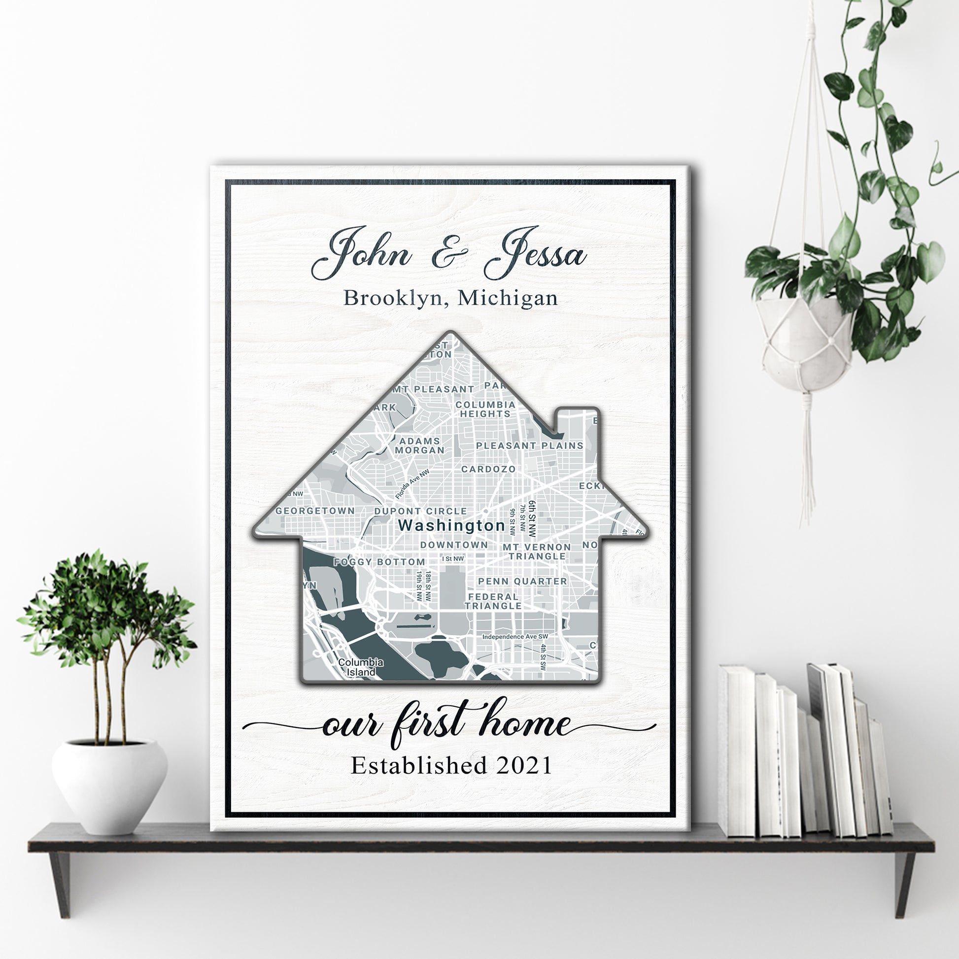Home Map Sign | Customizable Canvas Style 2 - Image by Tailored Canvases