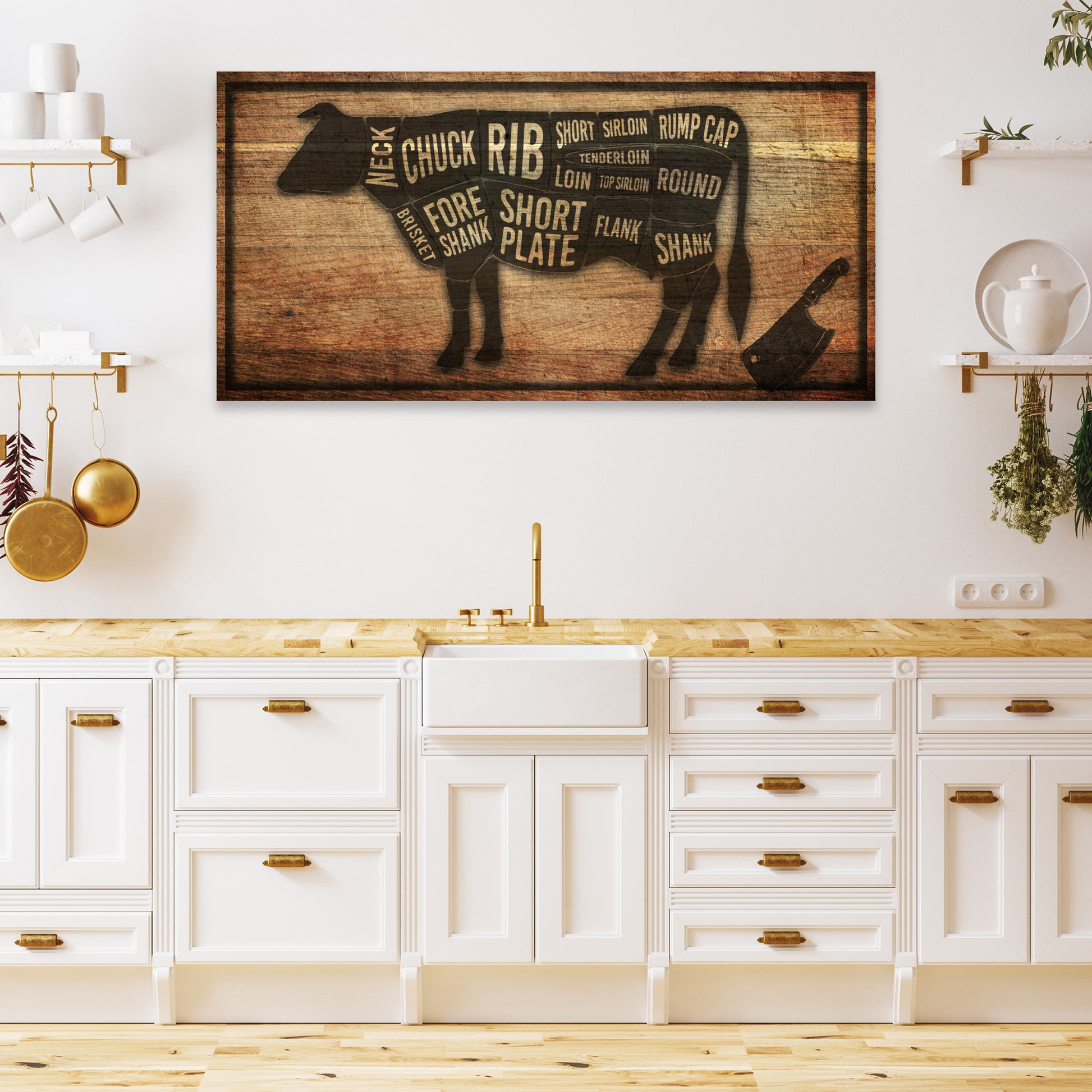 Cow Butcher Kitchen Sign II  - Image by Tailored Canvases