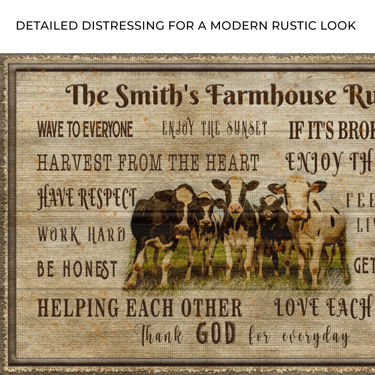 Work Hard, Be Honest, Feed The Livestock Family Farmhouse Rules Sign Zoom - Image by Tailored Canvases
