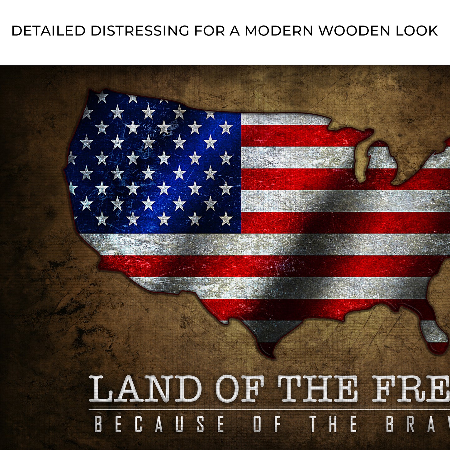 Land Of The Free Because Of The Brave America Map Sign Zoom - Image by Tailored Canvases