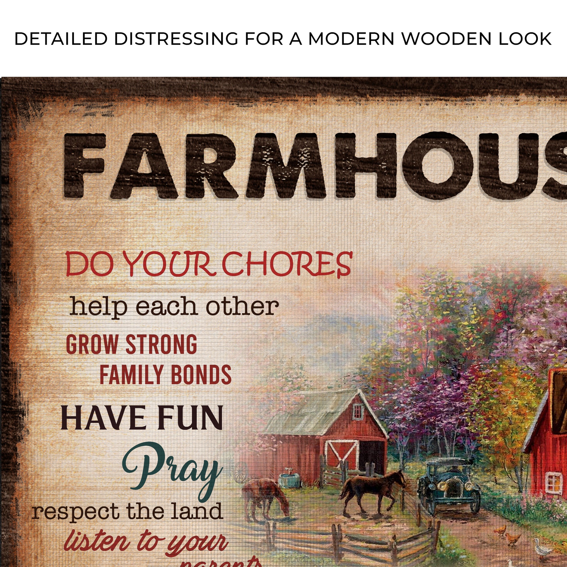 Love And Protect Your Family Farmhouse Rules Sign Zoom - Image by Tailored Canvases