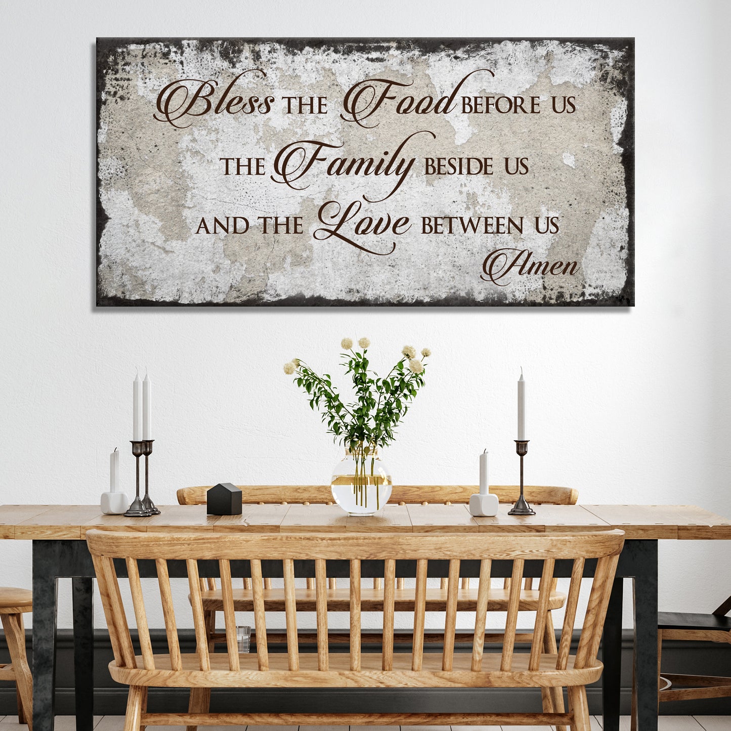 Bless Our Food, Family, and Love Sign Style 2 - Image by Tailored Canvases