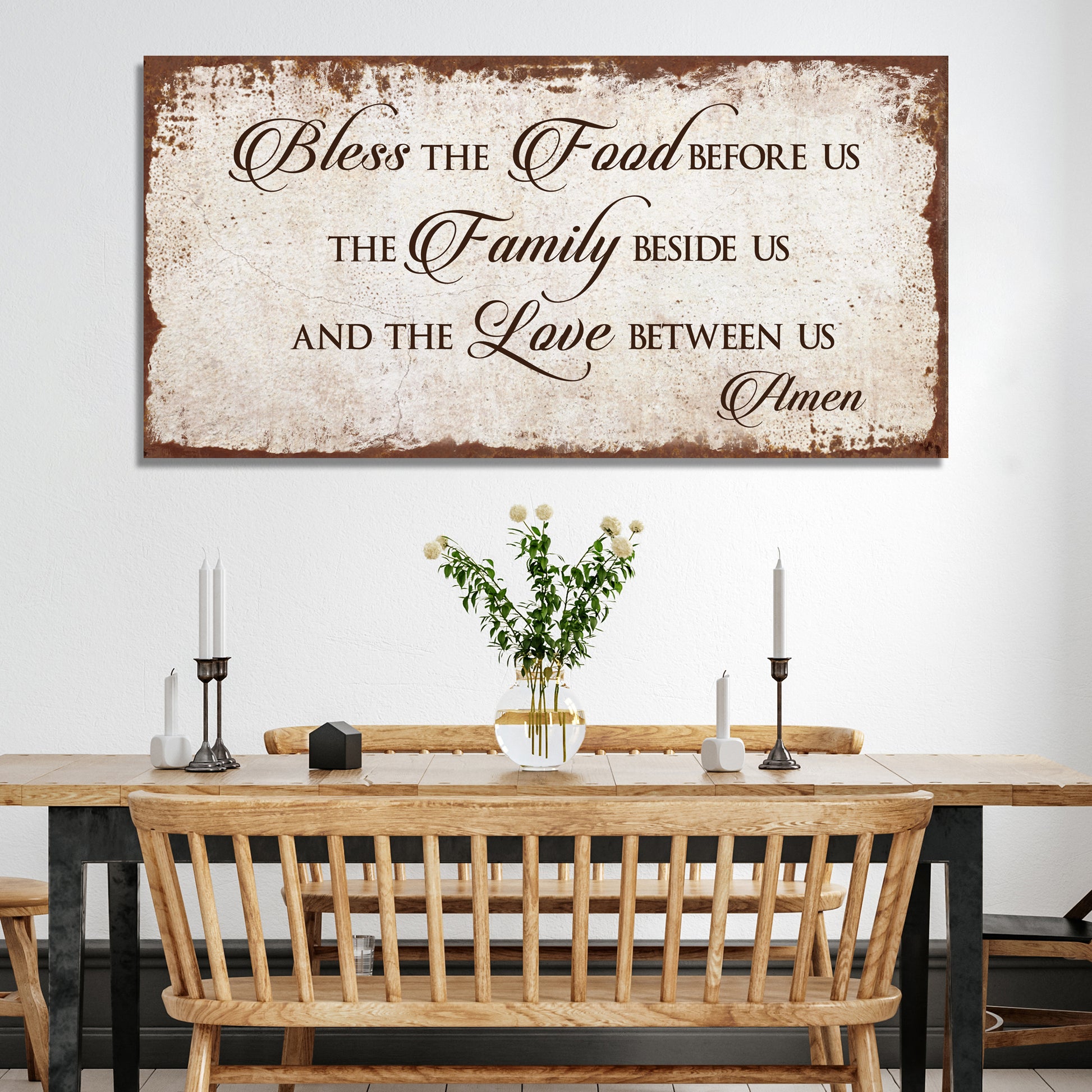 Bless Our Food, Family, and Love Sign Style 3 - Image by Tailored Canvases