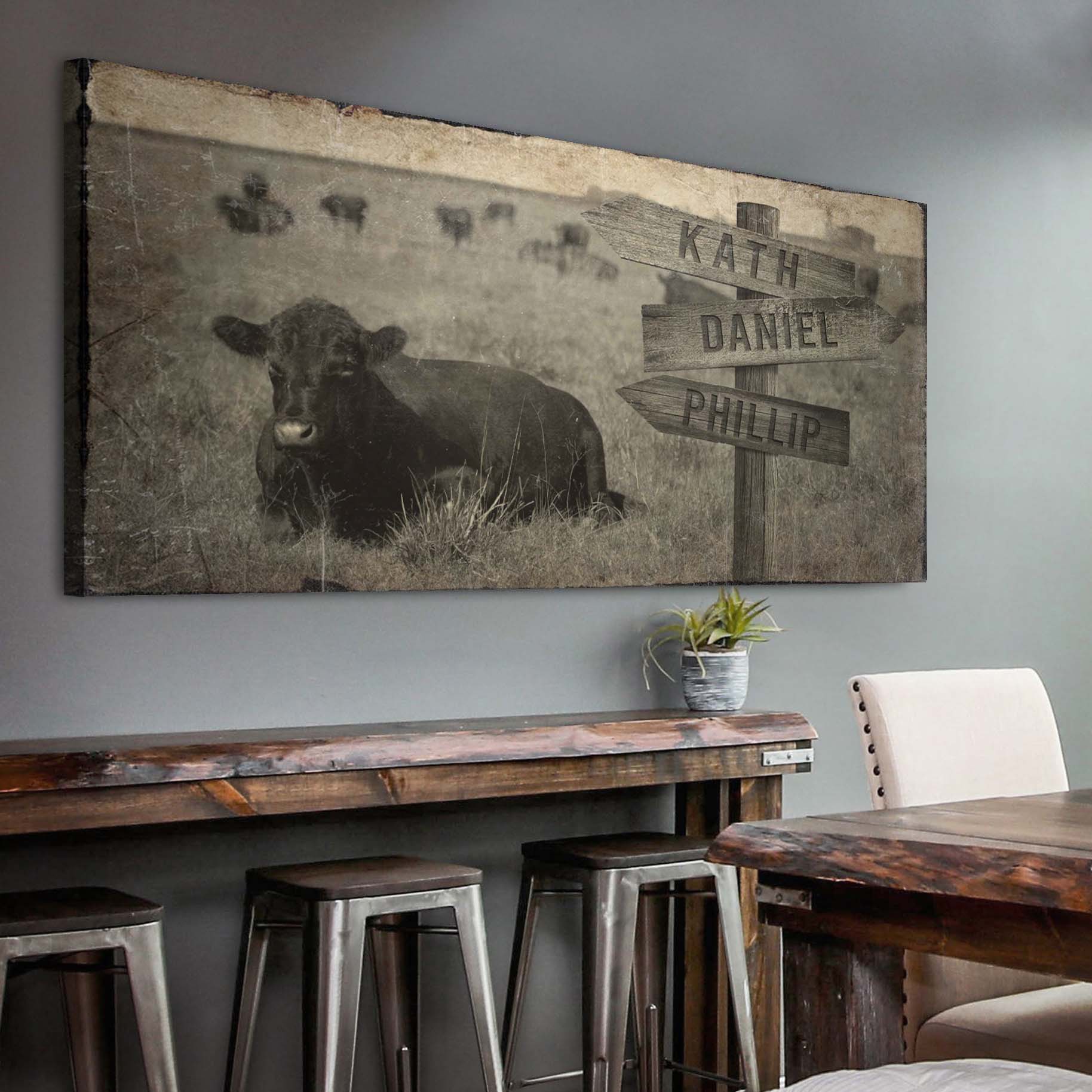 Angus Cattle Name Sign Style 2 - Image by Tailored Canvases