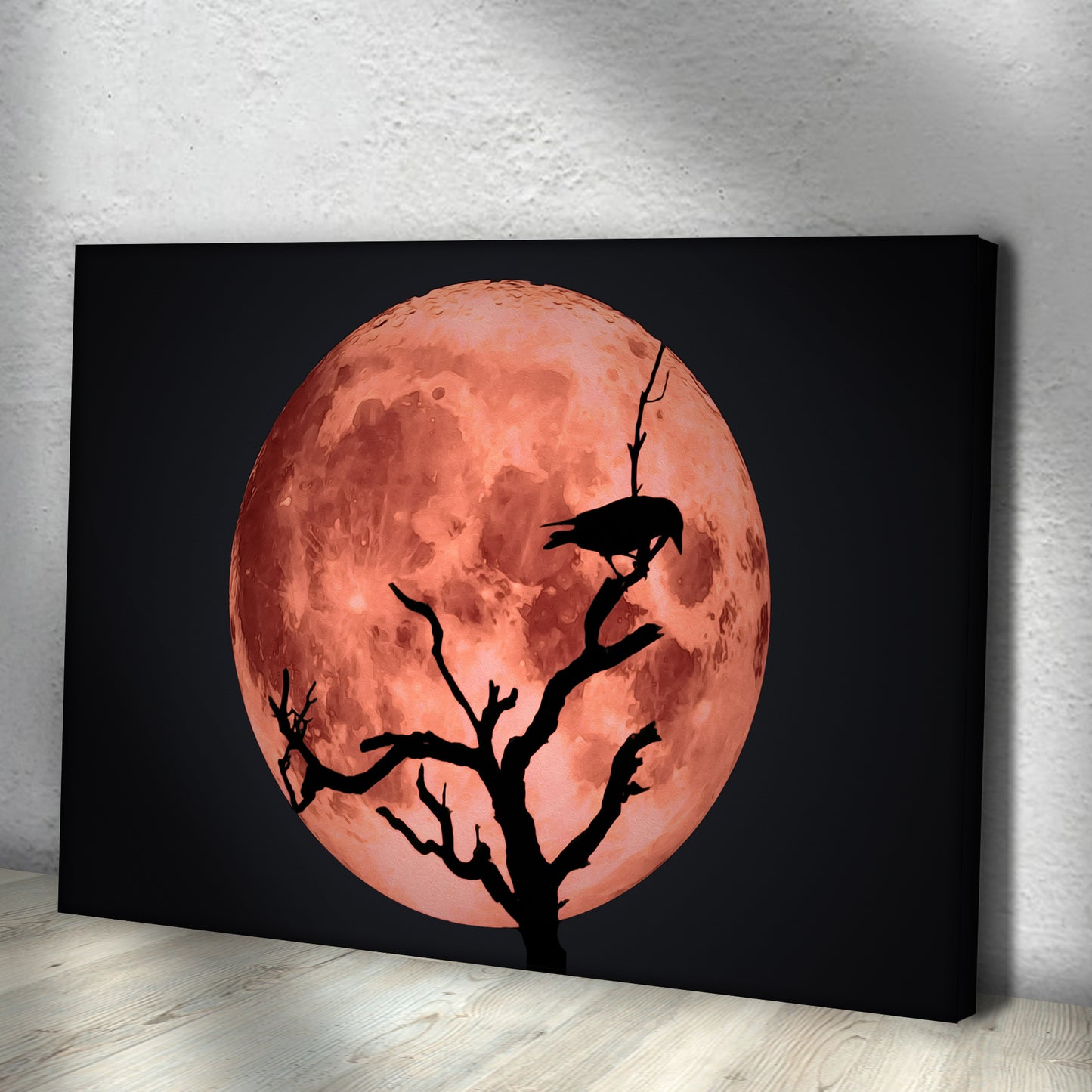 Crow And Blood Moon Canvas Wall Art Style 2 - Image by Tailored Canvases