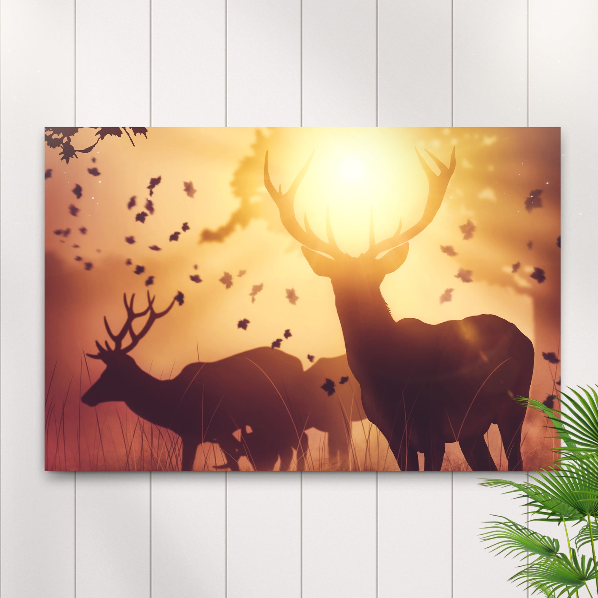 Deer At Sunset Canvas Wall Art - Image by Tailored Canvases