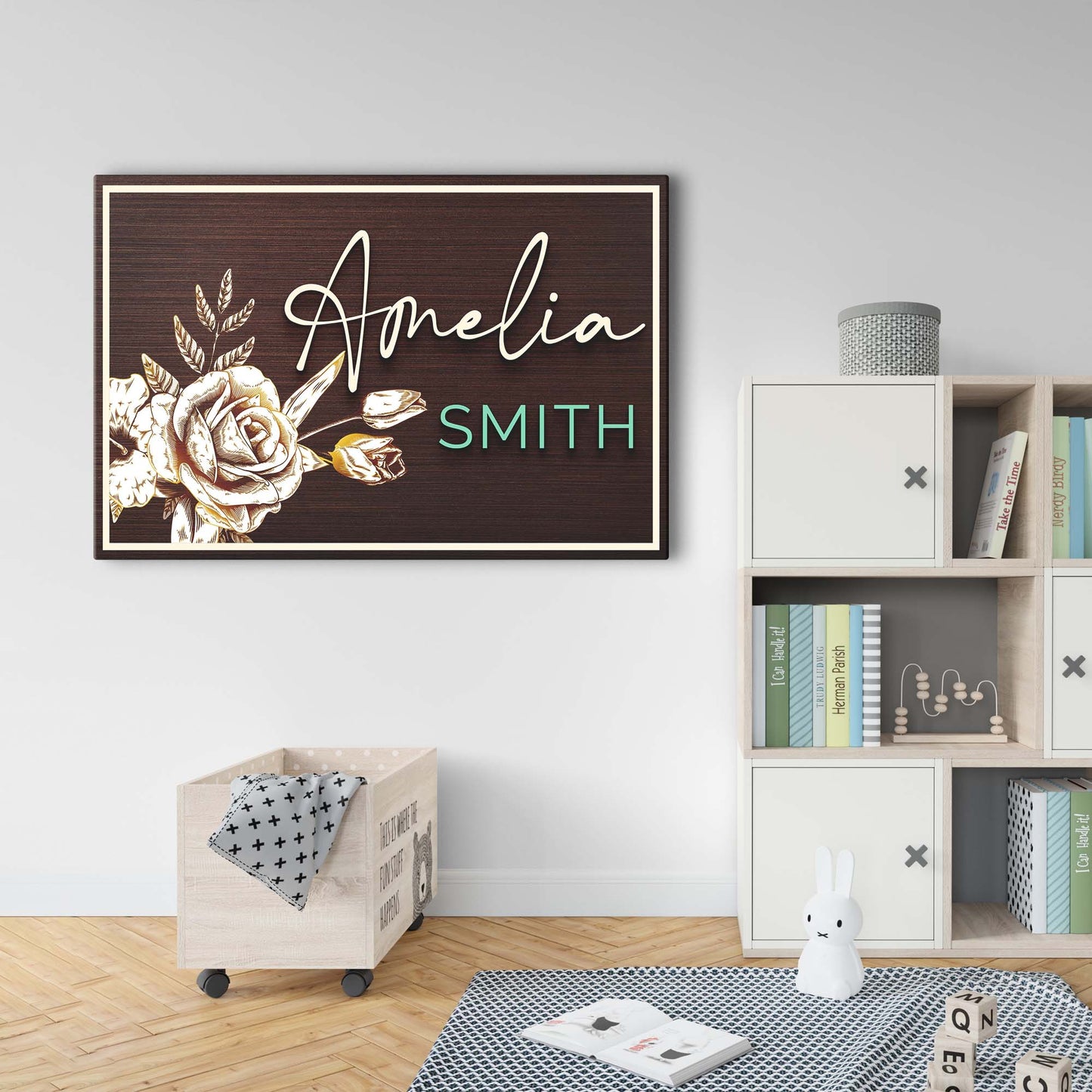 Peony Flower Kids Room Sign - Image by Tailored Canvases