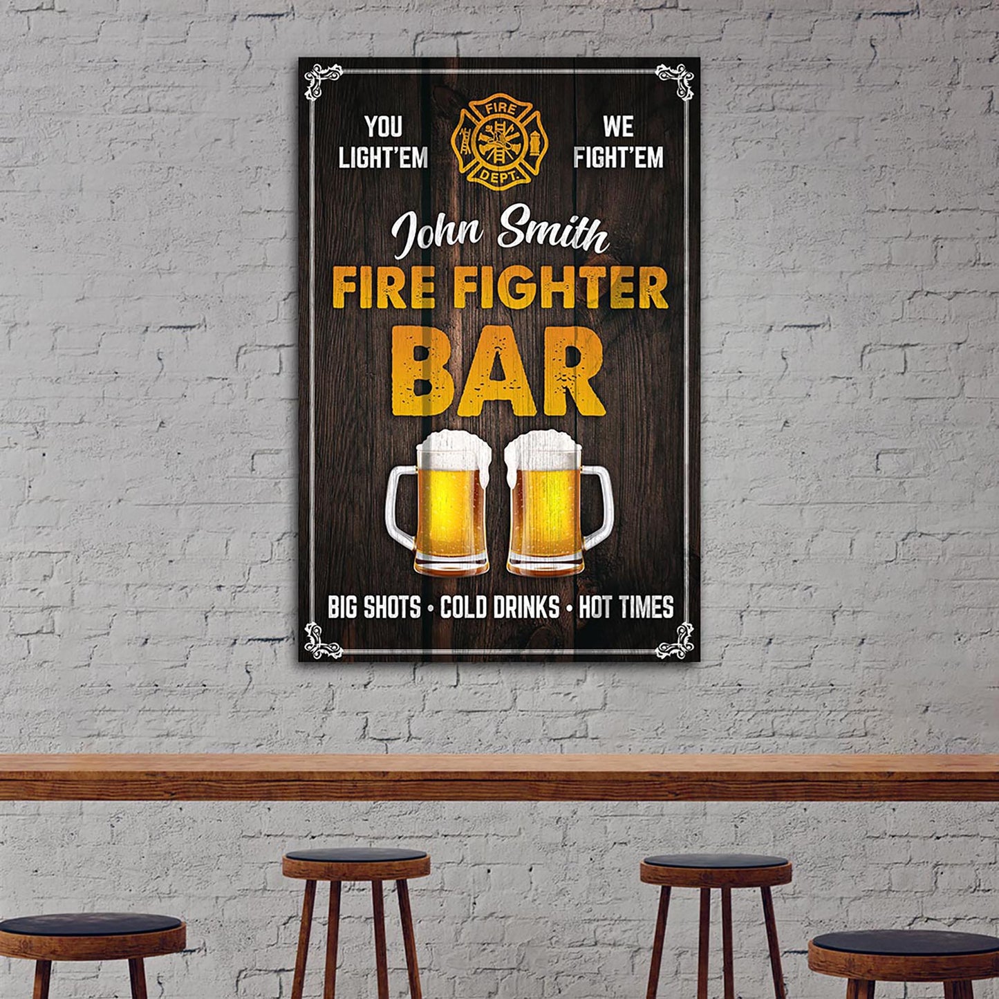 Fire Fighter Bar Sign - Image by Tailored Canvases