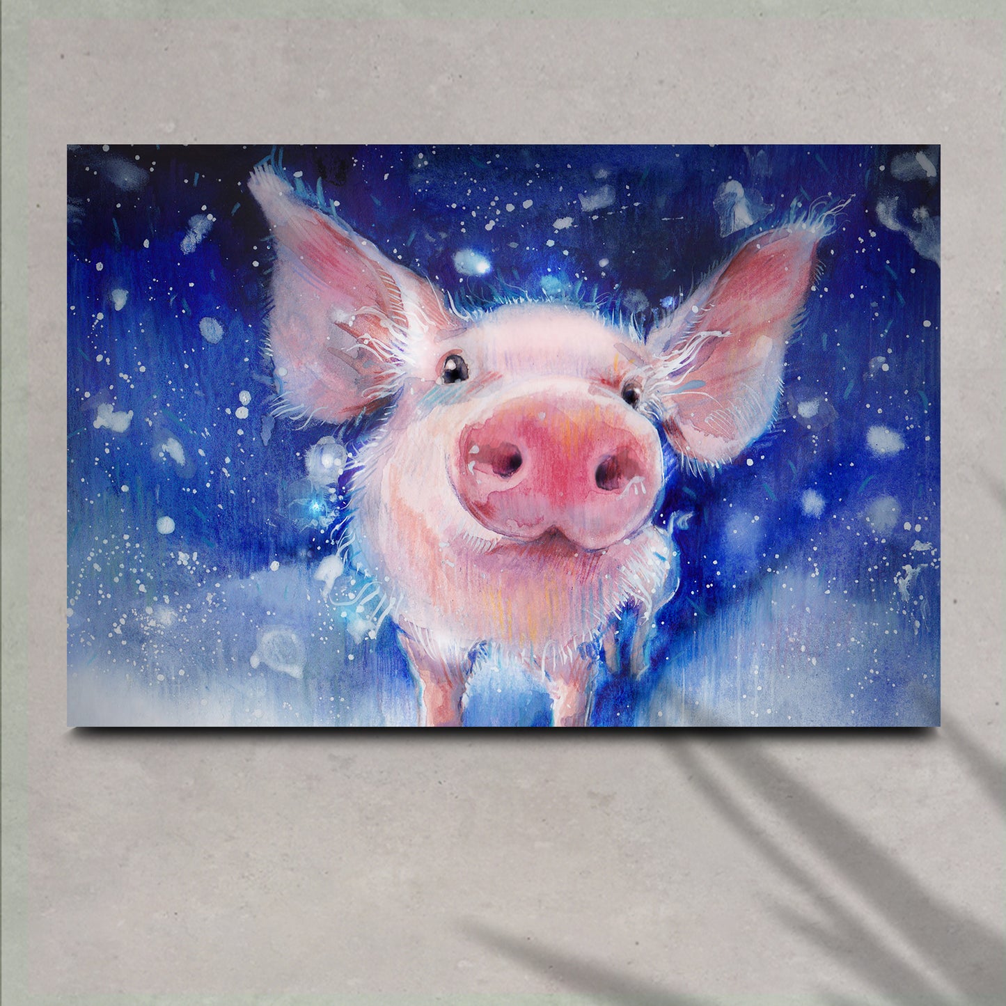 Fluffy Pig Watercolor Canvas Wall Art - Image by Tailored Canvases