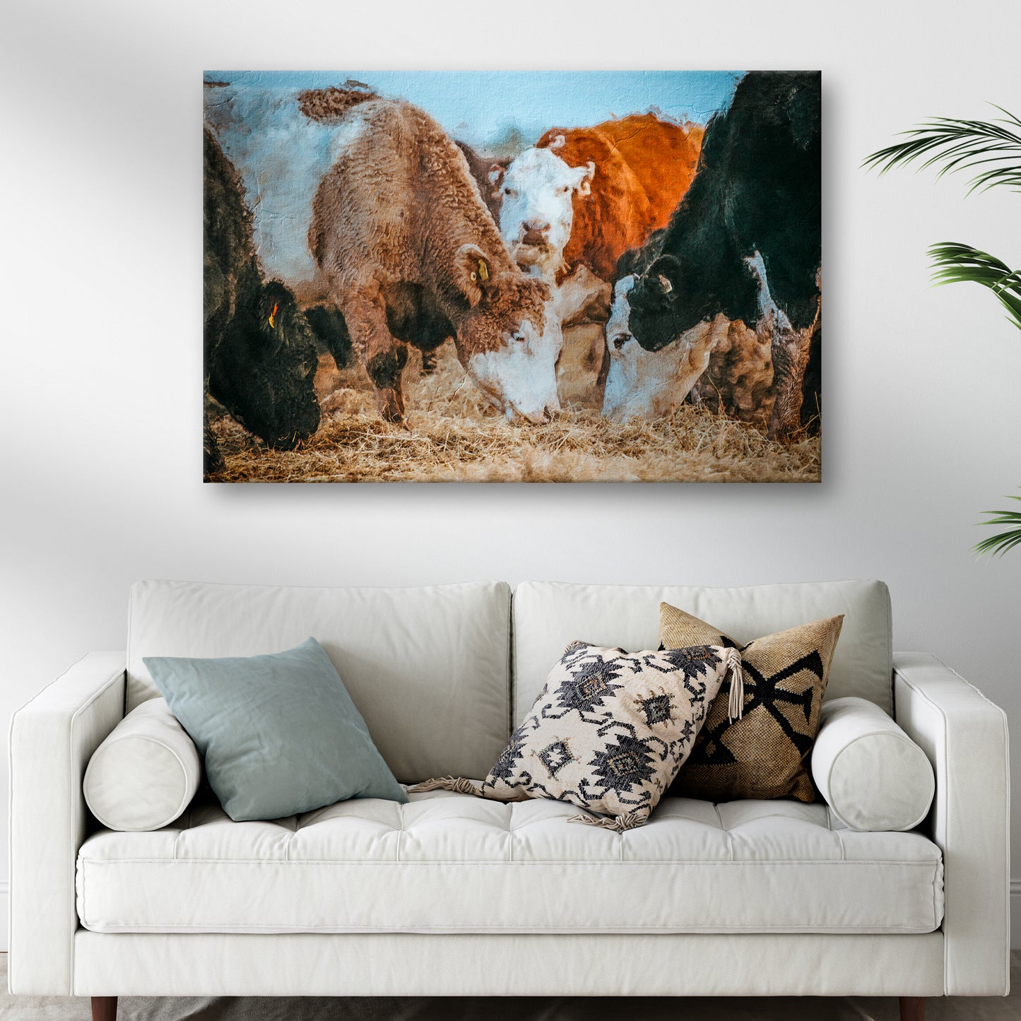 Family Of Hereford Cattle Canvas Wall Art Style 2 - Image by Tailored Canvases