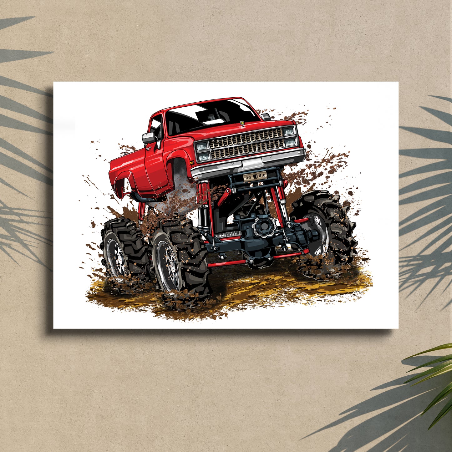 Monster Truck Painting Watercolor Canvas Wall Art II