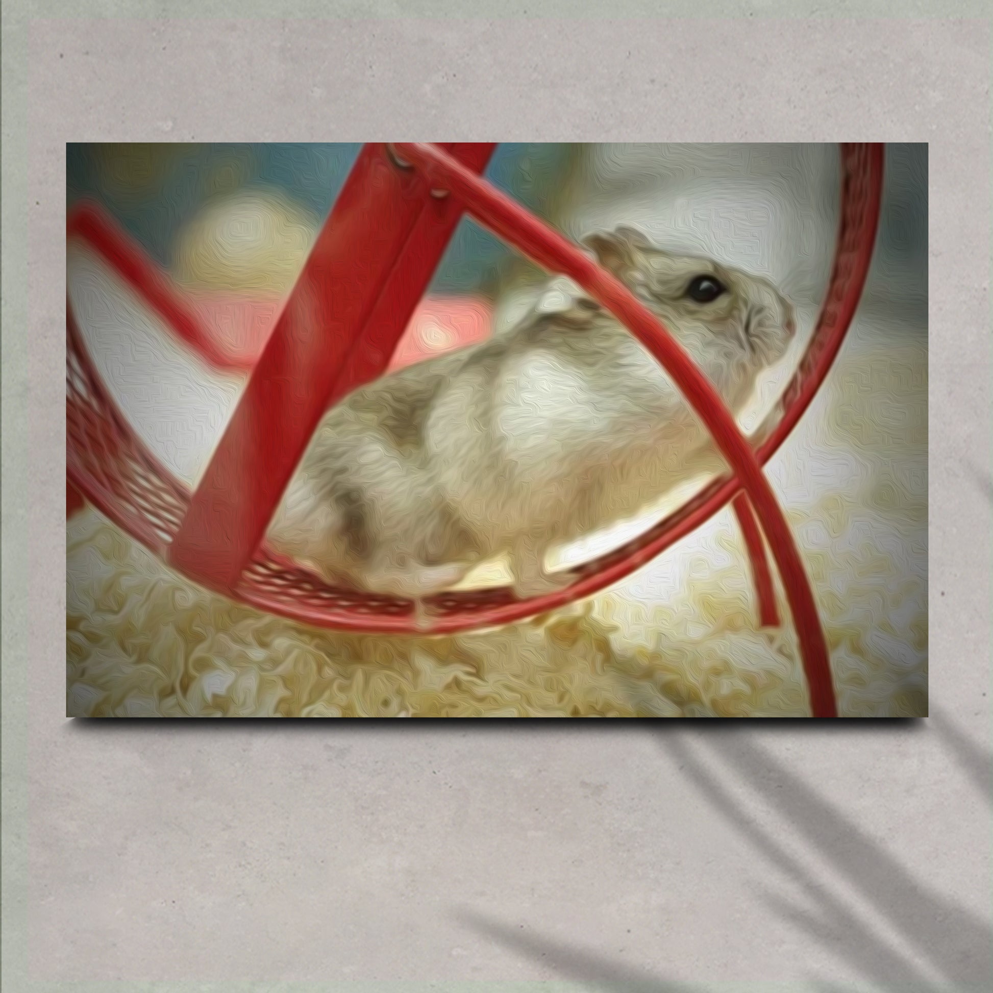 Hamster In Wheel Oil Paint Canvas Wall Art - Image by Tailored Canvases