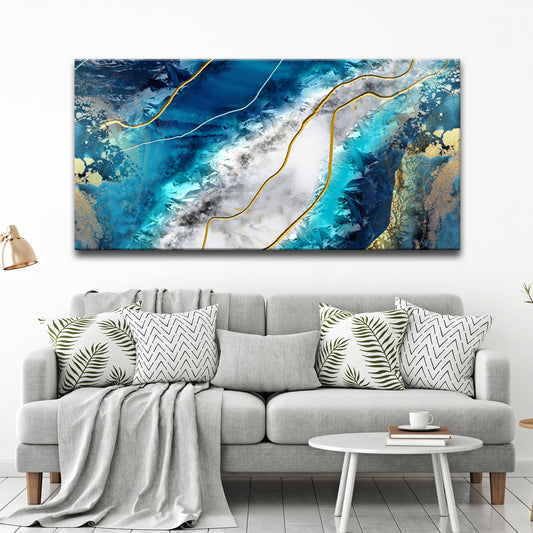 Turquoise Blue Abstract Painting Canvas Wall Art  - Image by Tailored Canvases