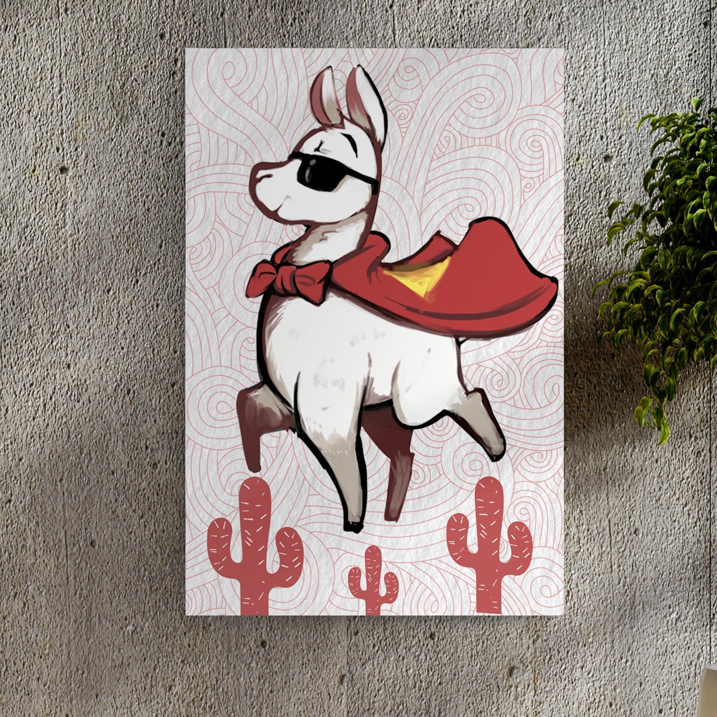 Cute Superhero Llama Portrait Canvas Wall Art - Image by Tailored Canvases